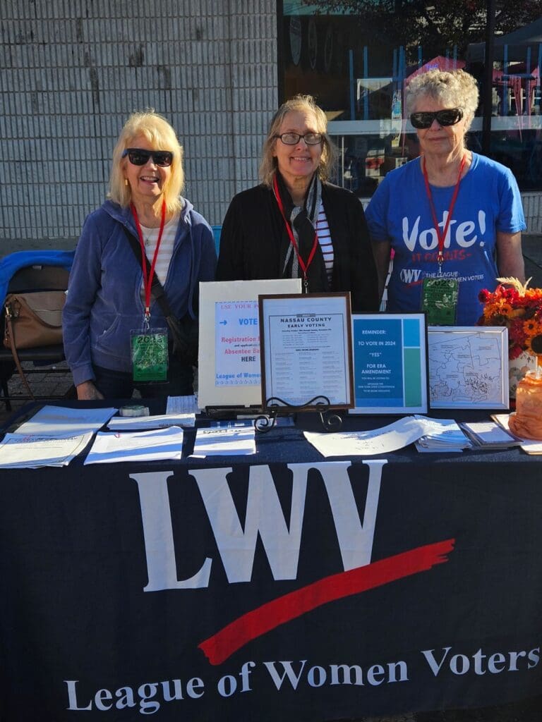 Mollie, Carol and Dania at the Bellmore Fair in October where they answered questions about early voting and distributed printed information about Vote411 and They Represent You booklets.