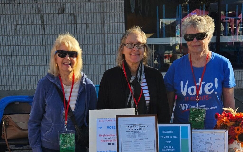 Mollie, Carol and Dania at the Bellmore Fair in October where they answered questions about early voting and distributed printed information about Vote411 and They Represent You booklets.