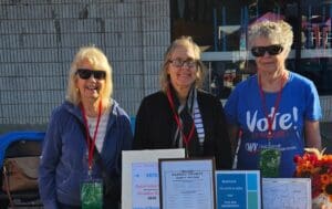 Mollie, Carol and Dania at the Bellmore Fair in October where they answered questions about early voting and distributed printed information about Vote411 and They Represent You booklets.