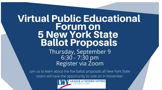Virtual Public Educational Forum on 5 NYS Ballot Proposals