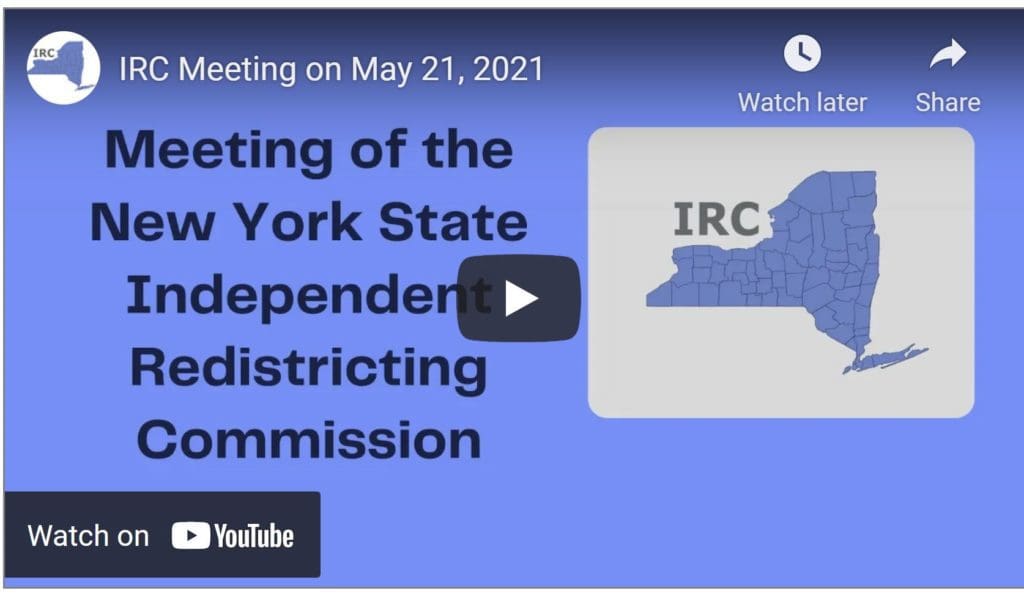 Placecard saying Meeting of the New York State Independent Redistricting Committee