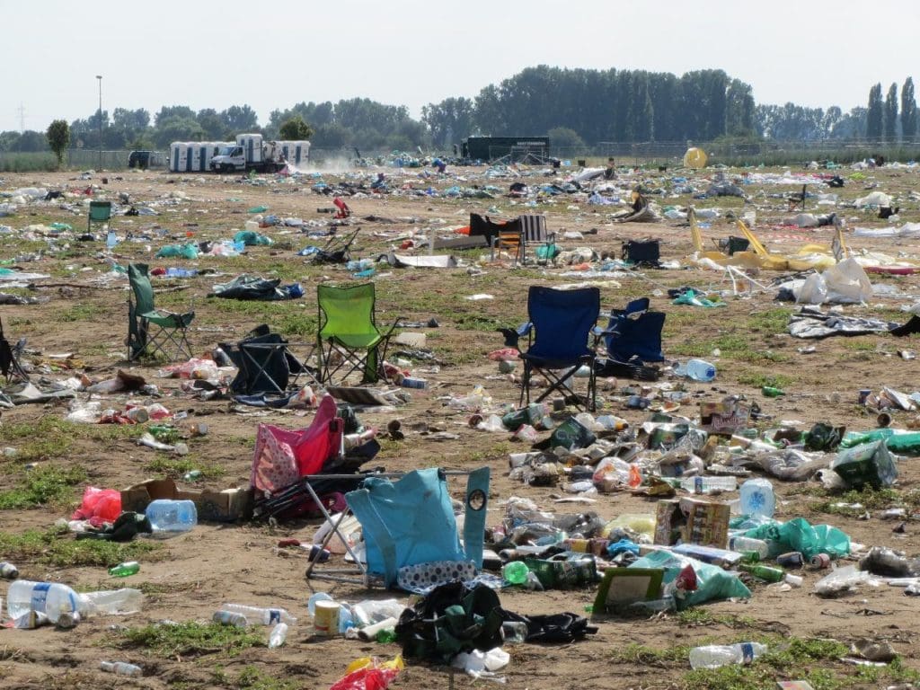 plastic garbage strewn over the beach